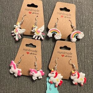 4 pairs of handmade earrings hypoallergenic metals small business made nwt